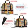 Art Colorful Graffiti Travel Duffel Bag with Foldable Shoe Compartment Shoulder Tote Travel Weekend Bag Sports Gym Overnight Bags view 2