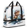Cute Bear Pilots Travel Duffel Bag with Foldable Shoe Compartment Shoulder Tote Travel Weekend Bag Sports Gym Overnight Bags view 1