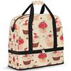 Cupcake Cute Cherries Travel Duffel Bag with Foldable Shoe Compartment Shoulder Tote Travel Weekend Bag Sports Gym Overnight Bags view 1