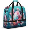 Flower Leaves Easter Eggs Travel Duffel Bag with Foldable Shoe Compartment Shoulder Tote Travel Weekend Bag Sports Gym Overnight Bags view 1