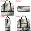 Marble Texture Design Travel Duffel Bag with Foldable Shoe Compartment Shoulder Tote Travel Weekend Bag Sports Gym Overnight Bags view 3