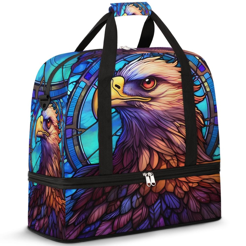 Dreamy Animal Eagles Travel Duffel Bag with Foldable Shoe Compartment Shoulder Tote Travel Weekend Bag Sports Gym Overnight Bags