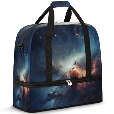 Galaxy Sky Travel Duffel Bag with Foldable Shoe Compartment Shoulder Tote Travel Weekend Bag Sports Gym Overnight Bags