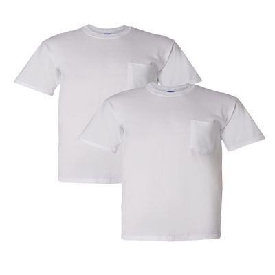 Gildan Adult DryBlend Workwear T-Shirts with Pocket, White 2-Pack