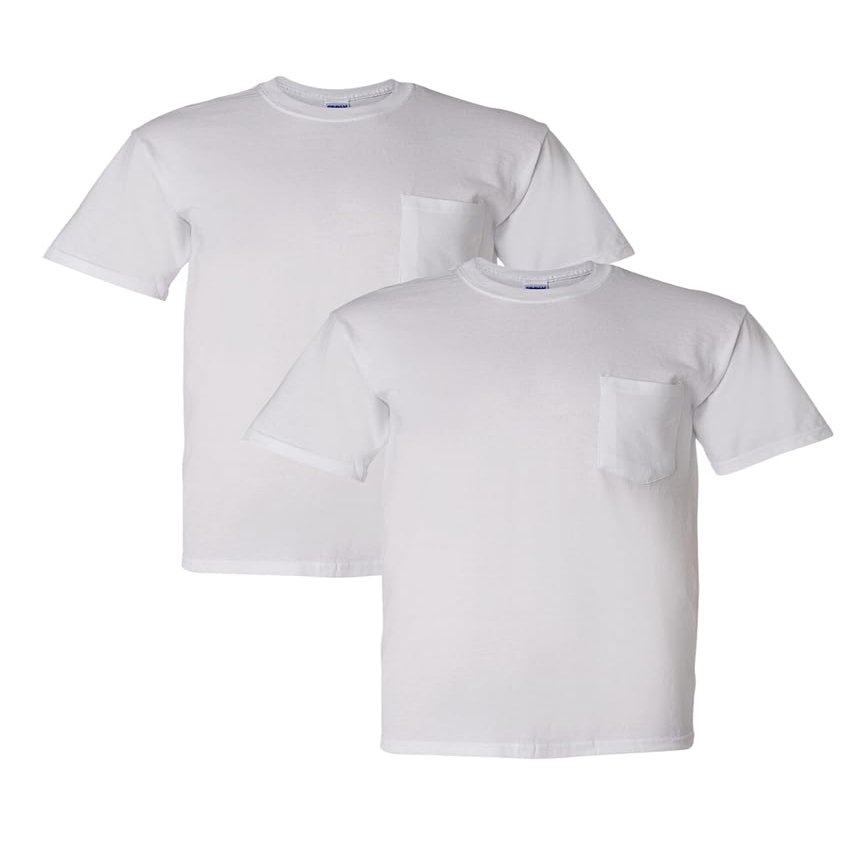 Gildan Adult DryBlend Workwear T-Shirts with Pocket, White 2-Pack