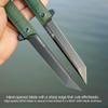 FORESAIL Flipper Pocket Folding Knife,DC53 Steel Blade and G10 Handle. With pocket clip and glass breaker,men's pocket knife hiking trip EDC tool Knife (Green Micarta Handle) view 2