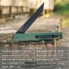 FORESAIL Flipper Pocket Folding Knife,DC53 Steel Blade and G10 Handle. With pocket clip and glass breaker,men's pocket knife hiking trip EDC tool Knife (Green Micarta Handle) view 4