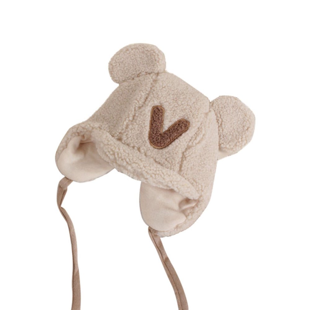 Baby Winter Hat Cute Bear Toddler Earflap eanie Warm Knit Cap for Kids Boys Girls Sherp Lined Cute (Beige, One Size)