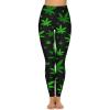 Green Weed Leafs Women's Yoga Pants High Waisted Leggings Casual Workout Pants with Pockets M view 2