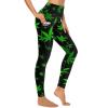 Green Weed Leafs Women's Yoga Pants High Waisted Leggings Casual Workout Pants with Pockets M view 4