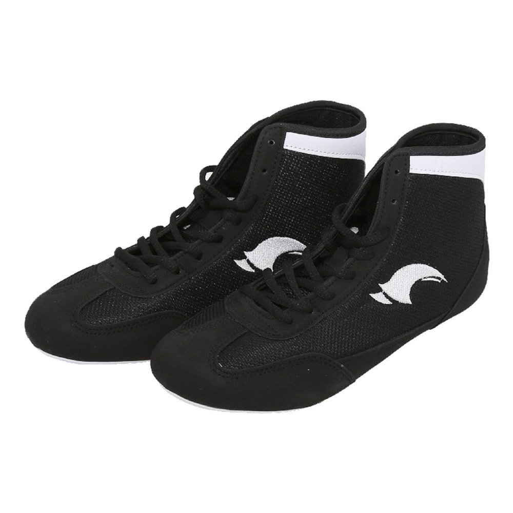 Boxing Shoes for Kids Sports Training Shoes Men's Wrestling Shoes Boys Girls High Top Boots (Black, 6 Big Kids)