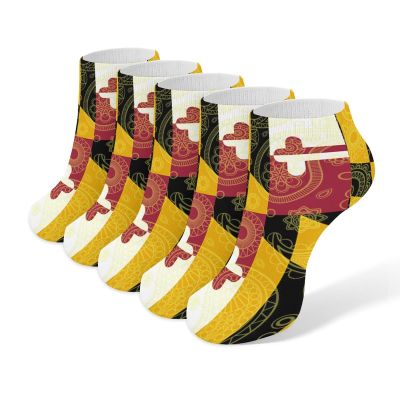 Maryland State Paisley Flag Print Socks 5 Pairs Low Cut Ankle Athletic No Show Socks for Men Women