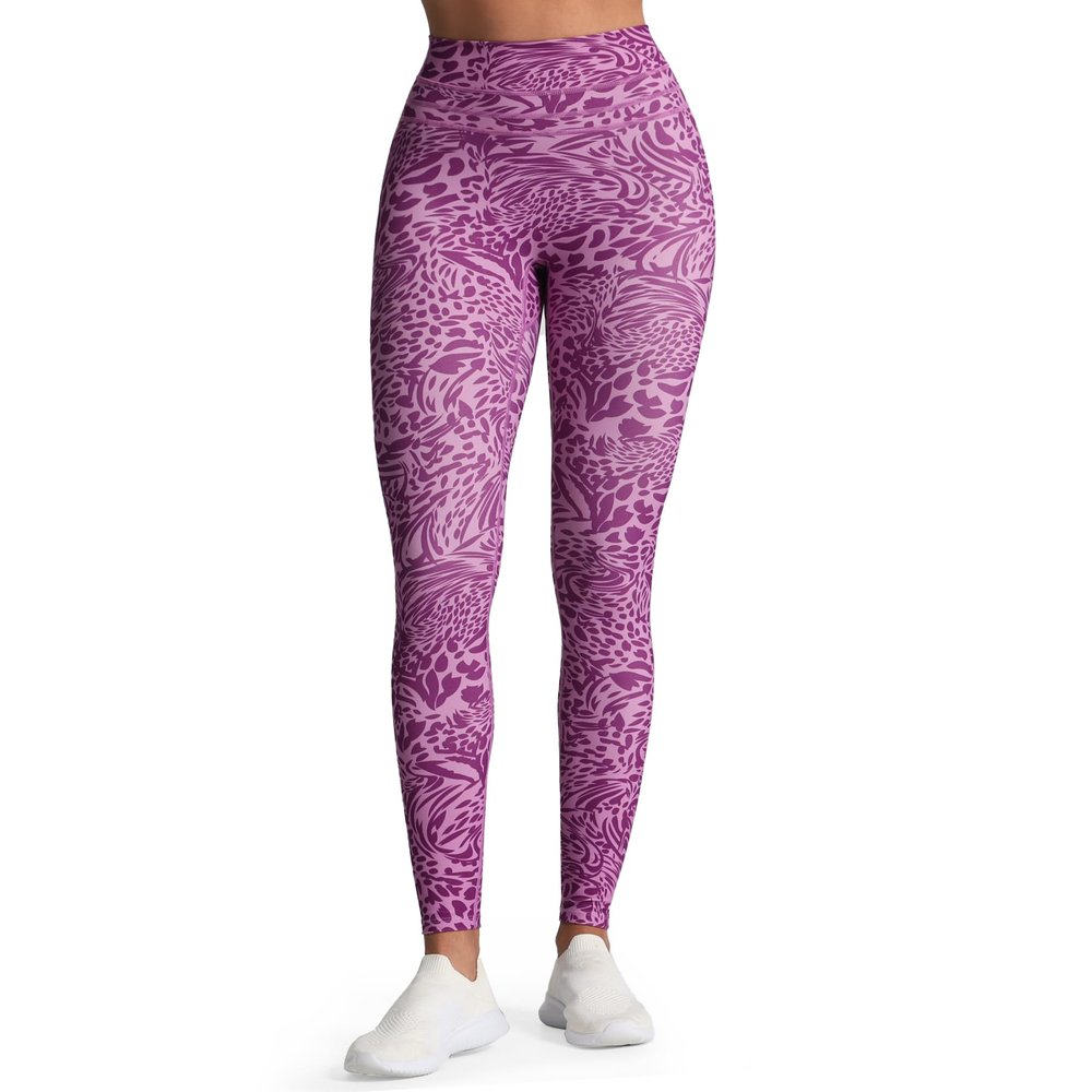 Aoxjox High Waisted Workout Leggings for Women Scrunch Tummy Control Luna Buttery Soft Gym Yoga Pants 26" (Purple Leaf Print, Medium)