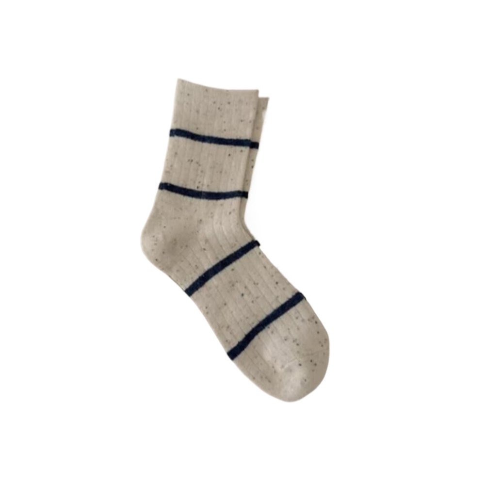 1 Pair Of Striped Socks Women's Mid-calf Socks Thickened Warm Stacked Socks Fall And Winter Stockings