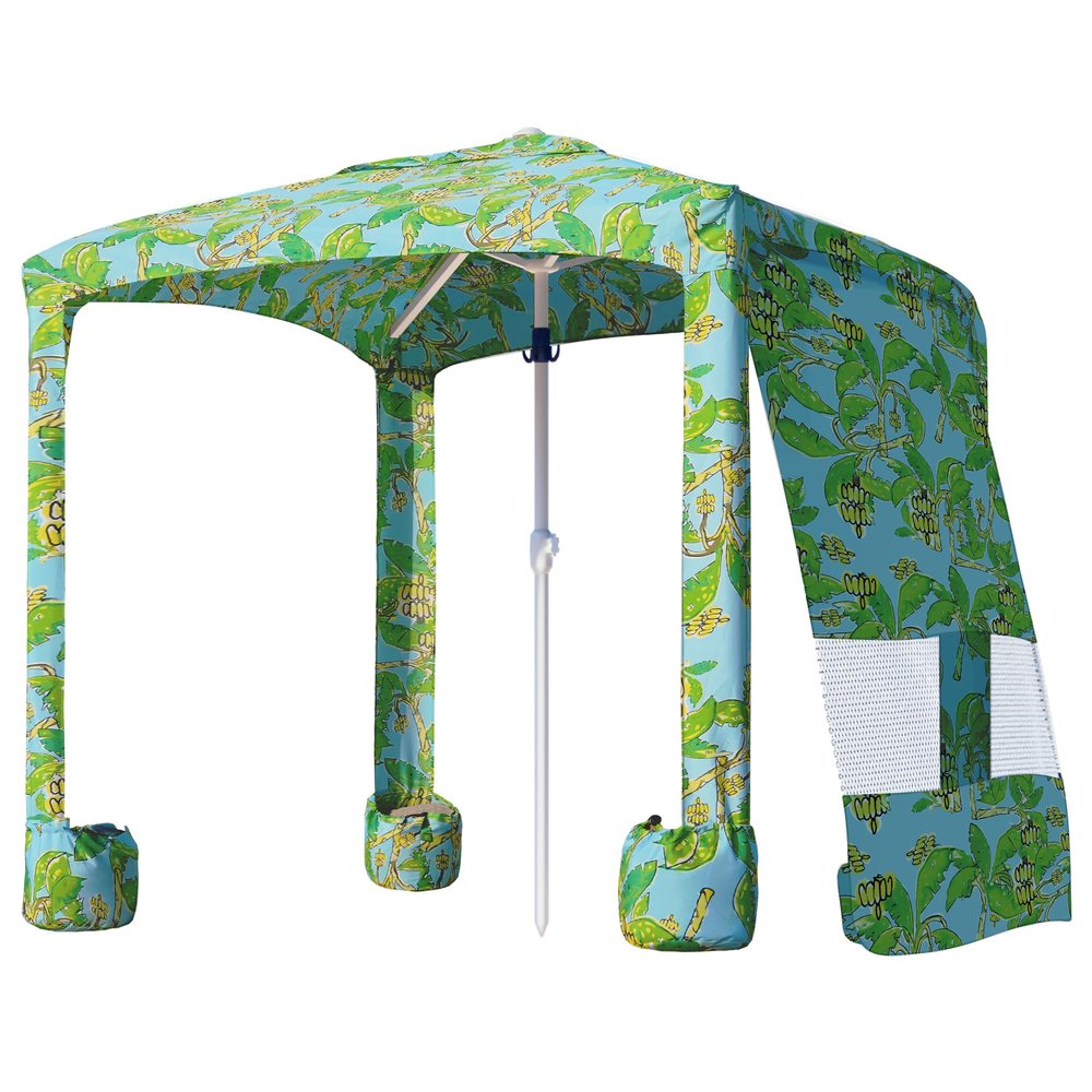 AMMSUN Beach Cabana, 6.2'6.2' Beach Canopy, Easy Set up and Take Down, Cabana Tent with Sand Pockets, Instant Sun Shade with Side Wall, Banana