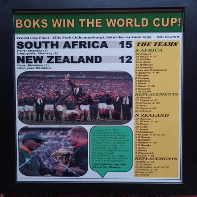Assorted South Africa 15 New Zealand 12-1995 Rugby World Cup final - framed print