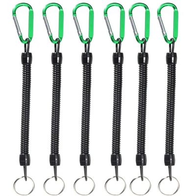 FANGBLUE 6Pcs Fishing Lanyards with Carabiner Boating Ropes Retention Ropes Holder Pliers Lip Bass Fishing Tackle for Safe Keeping Fishing Rod (Green)