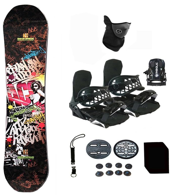 Symbolic Acc 152cm Blemish Snowboard and Black Bindings Package Leash, Stomp, Mask Mens Womens (152-BLEM-Rockr+Lrg Binding(M 9-13) ac19)