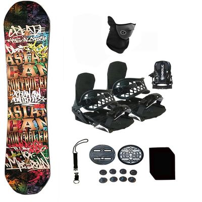 Symbolic Acc Graffiti Snowboard and Black Bindings Package Leash, Stomp, Mask Mens Womens (153-Rocker+Lrg Binding(Men 9-13) ac14)