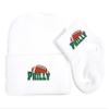 Future Tailgater Newborn Baby Knit Cap and Socks Set for Philadelphia Football Fans White view 1