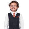 ZENXUS Boy's Solid Terra Cotta Tie with Pocket Square Set, Small Necktie for Boys and Teens, Self-Tied view 2