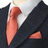 ZENXUS Boy's Solid Terra Cotta Tie with Pocket Square Set, Small Necktie for Boys and Teens, Self-Tied view 3