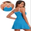 Aleumdr Women's Trendy One Piece Swimsuits Tummy Control Bathing Suits Color Block Prited Skirt Beachwear with Pockets Dusk Blue Large view 2