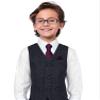 ZENXUS Boy's Solid Eggplant Purple Tie with Pocket Square Set, Small Necktie for Boys and Teens, Self-Tied view 2