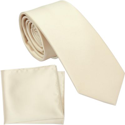 ZENXUS Boy's Solid Champagne Tie with Pocket Square Set, Small Necktie for Boys and Teens, Self-Tied