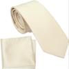 ZENXUS Boy's Solid Champagne Tie with Pocket Square Set, Small Necktie for Boys and Teens, Self-Tied view 1