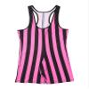 ACSUSS Mens Striped Wrestling Singlet Boxer Bodysuit Weight Lifting Stretchy Leotard Shapewear Hot Pink Large view 4