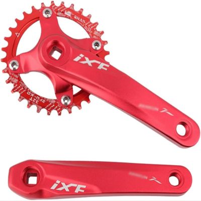 MDybf Mountain Bike Crankset 104/64BCD MTB Square Taper Crankset 170mm Crank Arm Set 32T 34T 36T 38T Single Chainring Aluminum Alloy (Color : Red, Size : 32T)