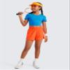 CRZ YOGA Girls Feathery-Fit Soft Athletic Shorts with Zipper Pocket - Tennis Soccer Running Casual Liner Kids Teen Neon Orange Small view 2