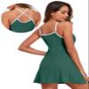 Aleumdr Women's Ribbed One Piece Swimsuits Athletic Swim Dress Tummy Control Adjustable Straps Bathing Suit Swimwear with Pockets Green X-Large view 4