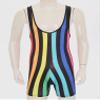 ACSUSS Mens Striped Wrestling Singlet Boxer Bodysuit Weight Lifting Stretchy Leotard Shapewear Rainbow 3X-Large view 2