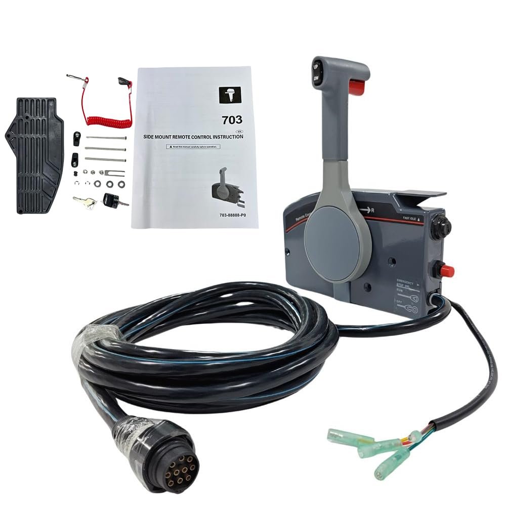 Boatcon Marine 703 Remote Control box Side Mount 10pin 703-48272-12 For Yamaha Outboard Engine with 16.5FT Harness Pull to Open