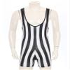 ACSUSS Mens Striped Wrestling Singlet Boxer Bodysuit Weight Lifting Stretchy Leotard Shapewear Black Medium view 2