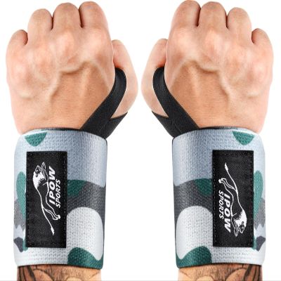IPOW 18'' Professional Wrist Wraps for Weightlifting 2 Pack, IPF Approved, Heavy Duty Gym Wrist Straps with Thumb Loop, Wrist Support for Men & Women, Green