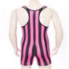 ACSUSS Mens Striped Wrestling Singlet Boxer Bodysuit Weight Lifting Stretchy Leotard Shapewear Hot Pink Small view 3