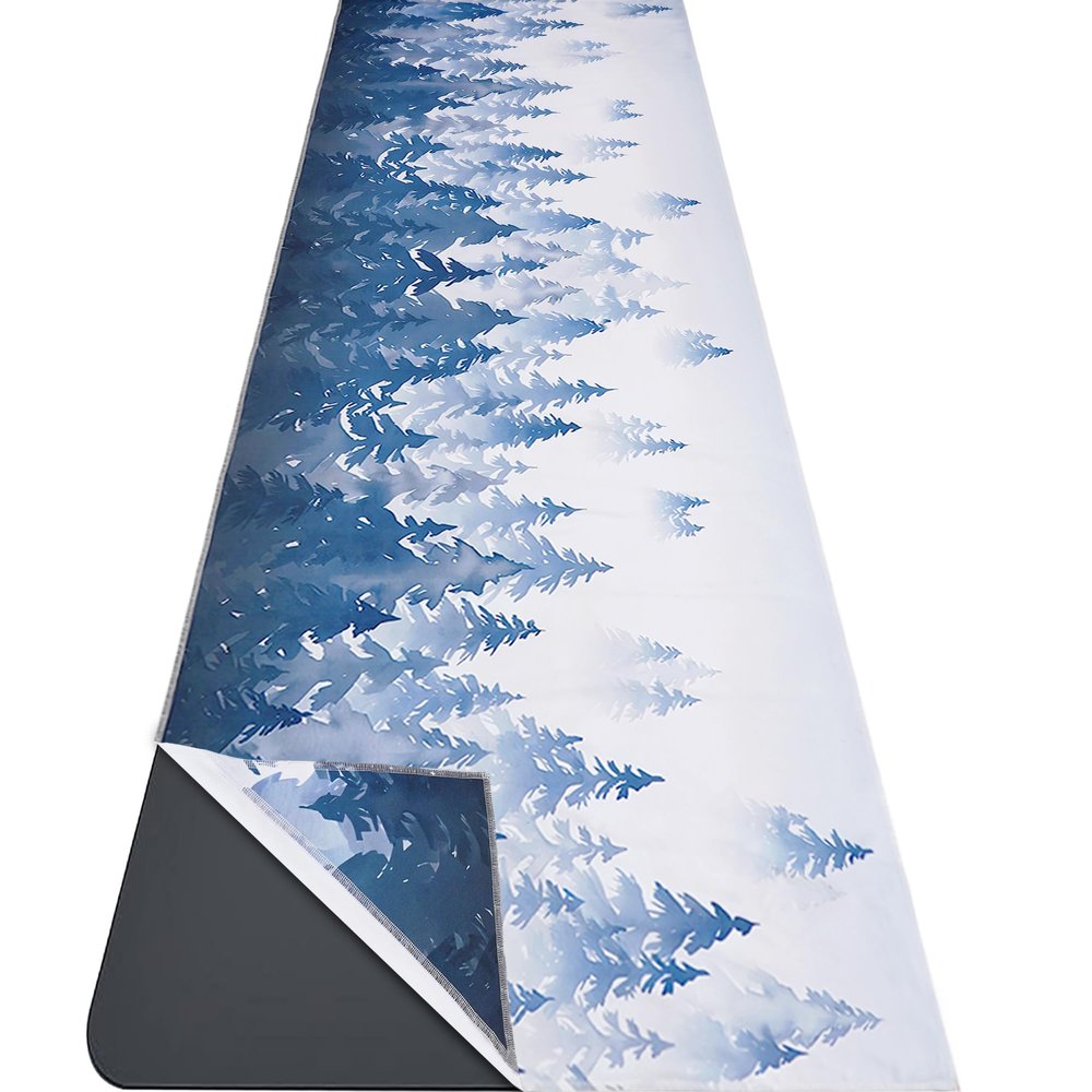 Forest Yoga Towel - Microfiber Non Slip Mat Towel with Corner Pockets, Moisture Wicking, Absorbent, Ideal for Hot Yoga, Bikram, Pilates, Travel