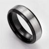 8 mm Width Tungsten Brushed Black Silver Color Ring Men's Wedding Ring Alliance Black and Silver 10 view 3