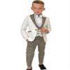Boys Formal Suit Wedding Tuxedo 3 Pieces Floral Jacket Pants Vest Kids Party Blazer Set 2-14 Years Old Khaki view 1