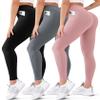 3-Pack High Waisted Leggings with Pockets for Women - Tummy Control Yoga Pants, Buttery Soft Squat-Proof Workout Leggings (033 Black/Dark Grey/Rosy Brown,XXL) view 1