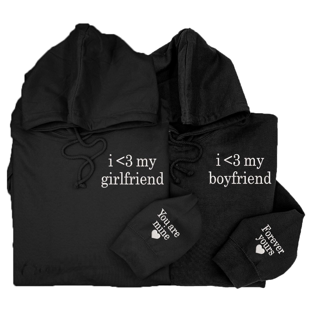 Regamor Embroidered Matching Couple Hoodies Boyfriend and Girlfriend I Love My Girlfriend Couple Christmas Valentine 7