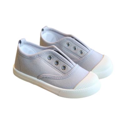 Little Boys Girls Canvas Sneakers Canvas Low Top Breathable Shoes Lace up Non Slip Soft Casual Walking Shoes (Grey, 11 Little Child)