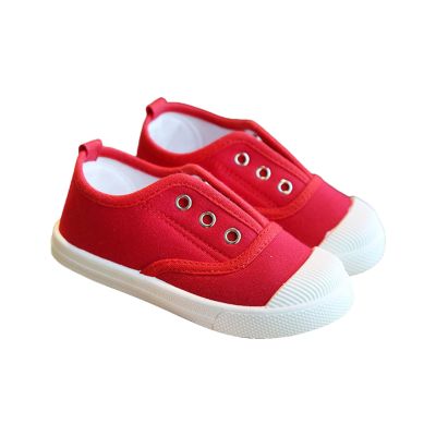 Little Boys Girls Canvas Sneakers Canvas Low Top Breathable Shoes Lace up Non Slip Soft Casual Walking Shoes (Red, 9 Little Child)