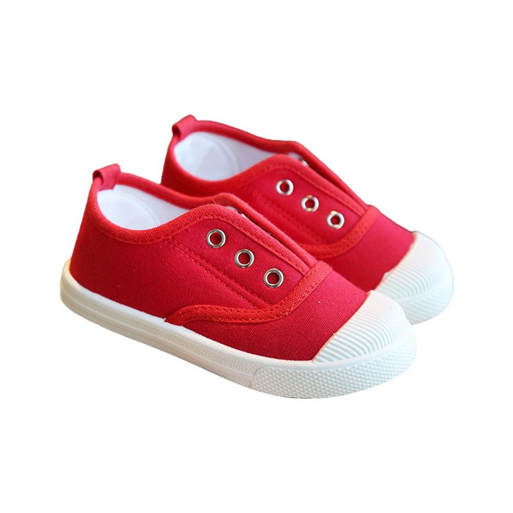 Little Boys Girls Canvas Sneakers Canvas Low Top Breathable Shoes Lace up Non Slip Soft Casual Walking Shoes (Red, 9 Little Child)
