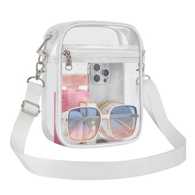 Clear Purse for Women, Clear Crossbody Bag for Stadium Events with Removable Straps for Concert Sport Beach Festival(White)