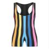 Oyolan Men's Athletic Supporters Sport Swim Bodysuit Striped Wrestling Singlets Leotard Jumpsuits Rainbow 3X-Large view 3