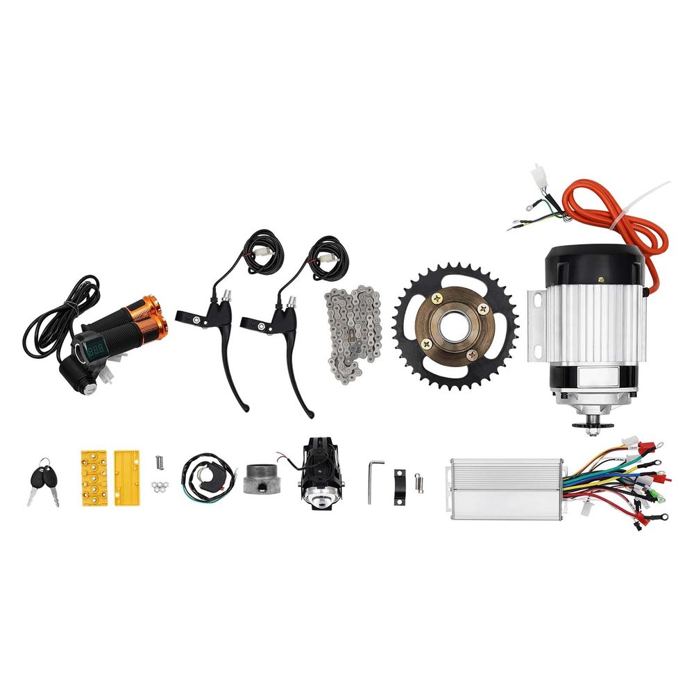 Electric Brushless Motor Kit, 48V Electric Brushless Motor with Controller for Electric E-Tricycle Rickshaw/Three-Wheel, Brushless Geared Motor with Freewheel Adapter & Light Switch (500, Watts)